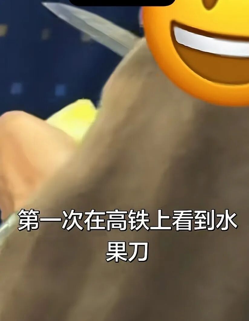 高铁上旅客用刀削苹果，刀刃较长！网友质疑“这是可以带的吗”，已向12306投诉