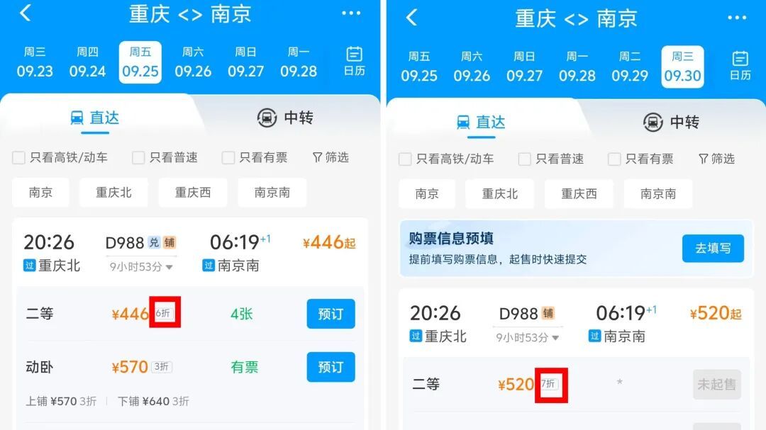 国庆高铁票涨价?网友晒图“同个班次,平时价格是279元,中秋涨到298元,国庆涨到302元”;12306回应 国庆高铁票涨价?网友晒图“同个班次,平时价格是279元,中秋涨到298元,国庆涨到302元”;12306回应
