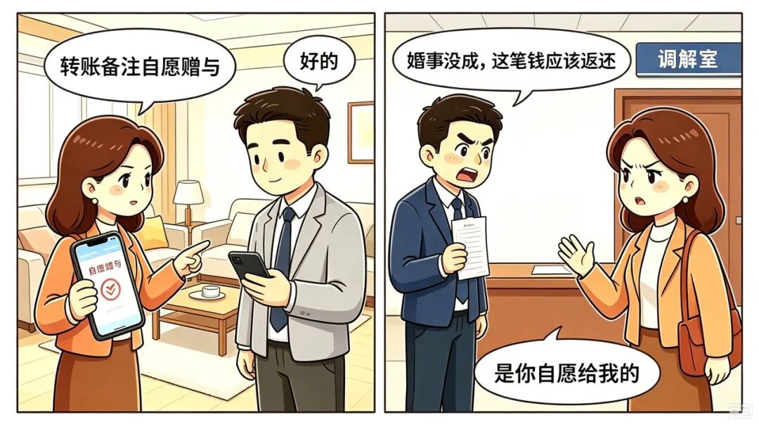 男子转账彩礼被要求备注“自愿赠与”，分手后要求退钱，法院判了