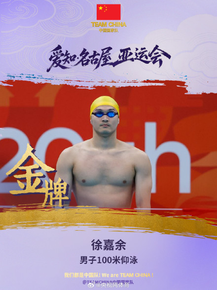 徐嘉余男子100仰金牌