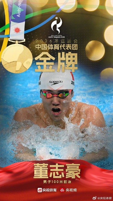 董志豪夺得亚运会男子100米蛙泳金牌