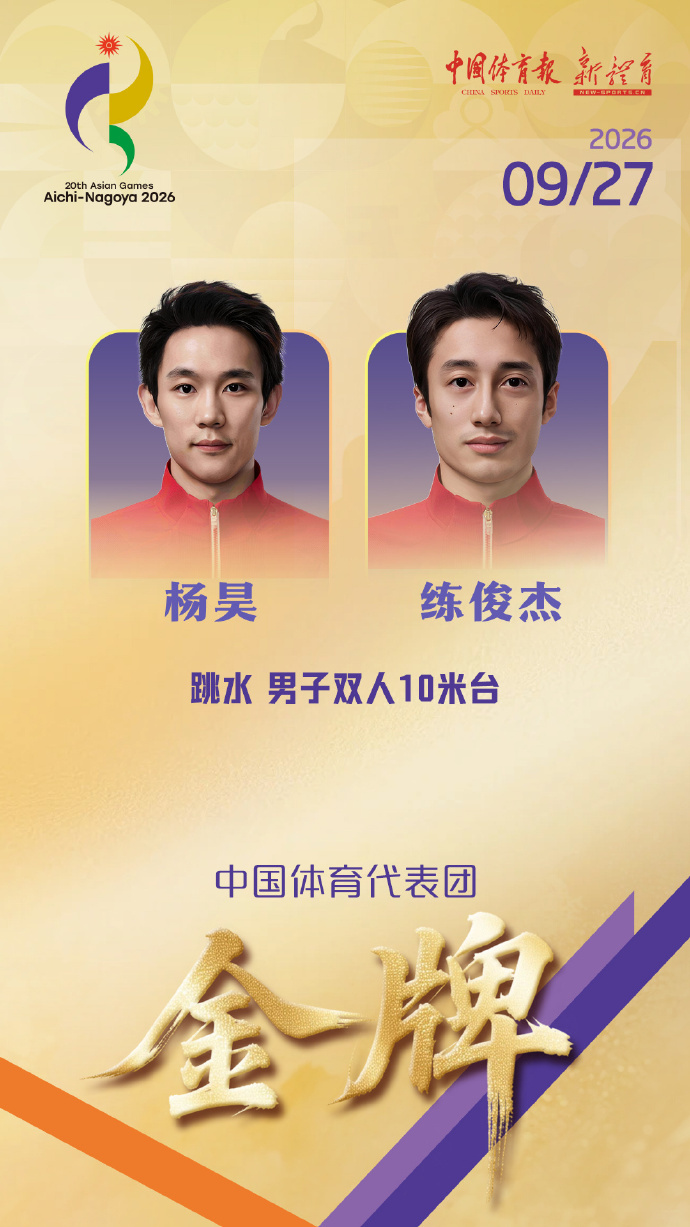 中国队组合杨昊/练俊杰跳水男子双人10米台摘金 中国队组合杨昊/练俊杰跳水男子双人10米台摘金