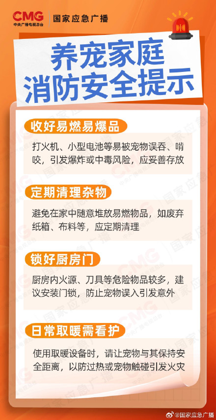 家中萌宠一口咬出火灾！养宠家庭注意这些消防安全隐患