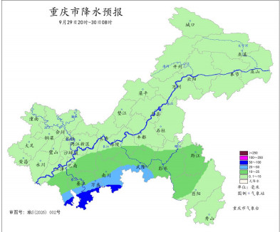 今日重庆长江沿线以南地区有中到大雨，局地暴雨