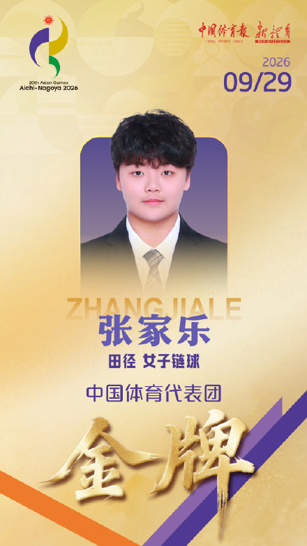 祝贺张家乐链球夺冠