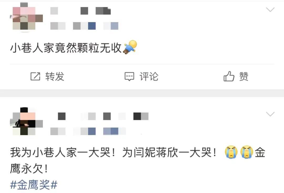 《小巷人家》0奖陪跑引争议,金鹰奖全部奖项出炉:于和伟、宋佳、朱亚文、梅婷摘得演员类奖项,《生命树》手握三奖成最大赢家 《小巷人家》0奖陪跑引争议,金鹰奖全部奖项出炉:于和伟、宋佳、朱亚文、梅婷摘得演员类奖项,《生命树》手握三奖成最大赢家