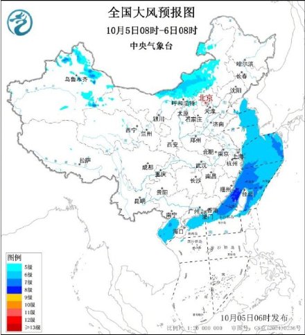 冷空气南下全国大部地区雨歇转晴 东部海区风力较强