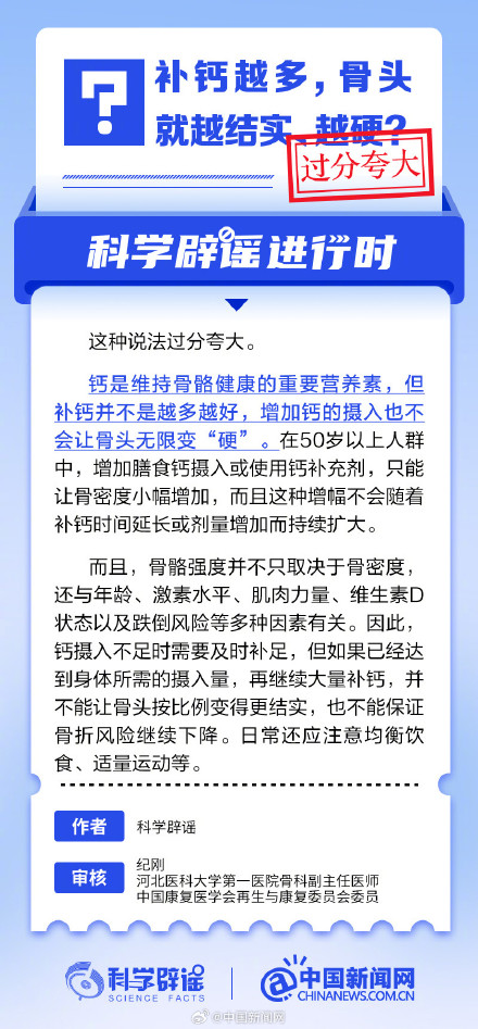 补钙越多，骨头就越结实、越硬？