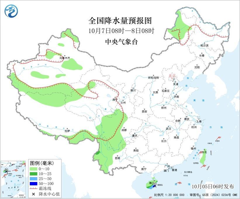 云南海南等地有较强降水 东部部分海区有大风