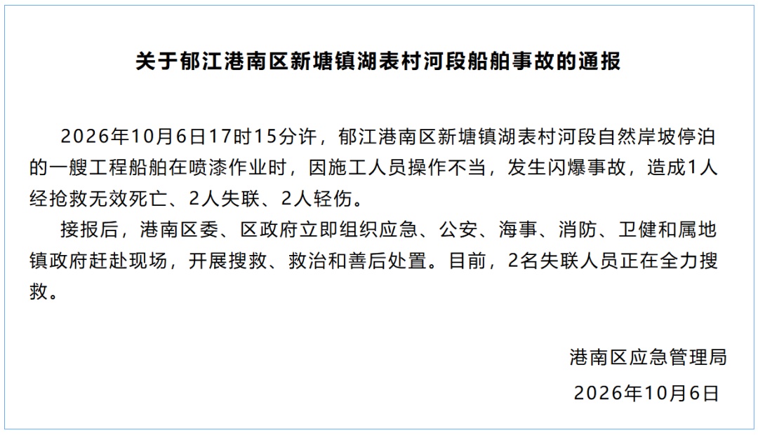 广西贵港通报一船舶在喷漆作业时,因施工人员操作不当发生闪爆事故 广西贵港通报一船舶在喷漆作业时,因施工人员操作不当发生闪爆事故
