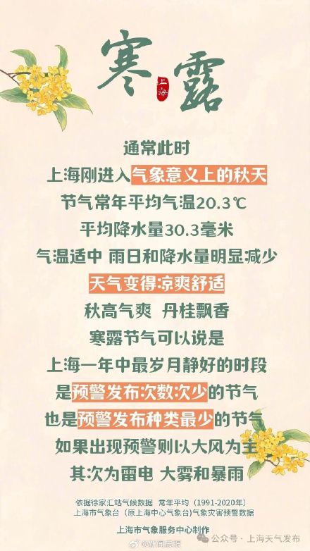 寒露是上海全年最美好的时节 上海桂花香虽迟但到