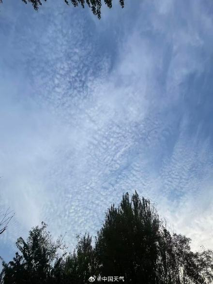北京夕阳中现鱼鳞云 ！天空美如画卷
