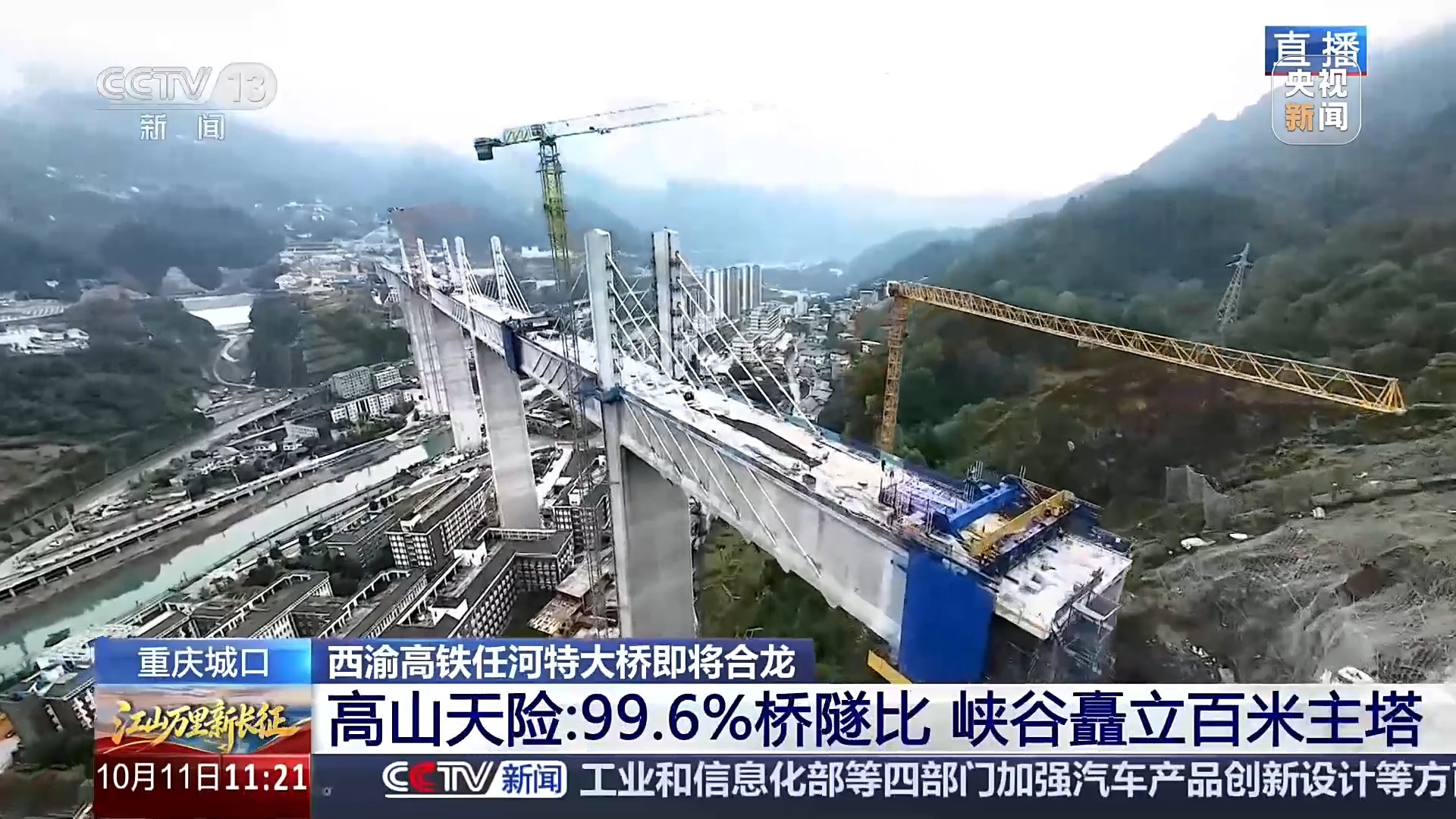 在峡谷中建60层“摩天大楼” 西渝高铁任河特大桥将合龙 在峡谷中建60层“摩天大楼” 西渝高铁任河特大桥将合龙