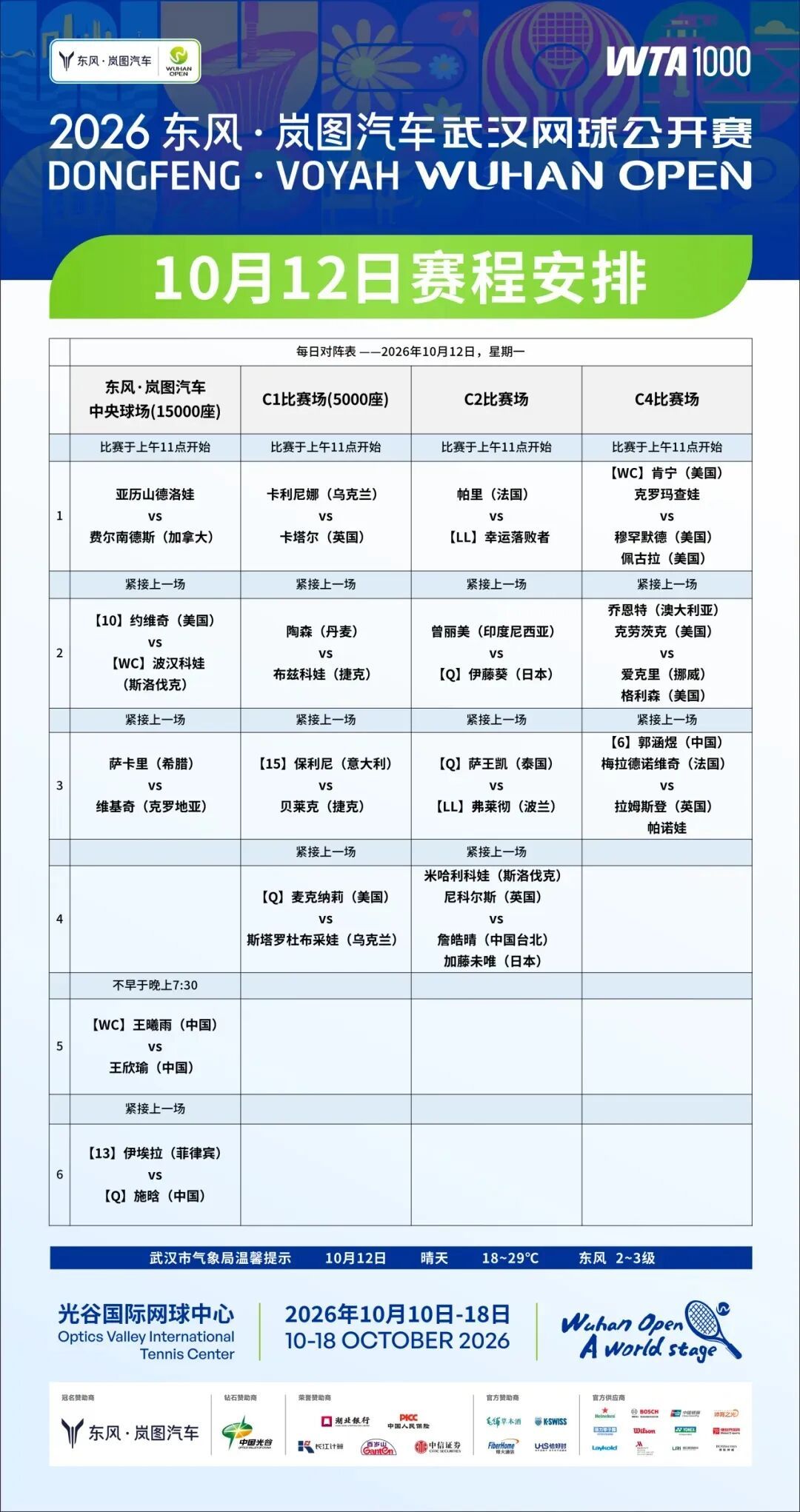 武网正赛今天开打！王欣瑜、王曦雨上演金花德比，娜扎将惊喜亮相挑边