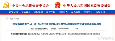 黄奇帆接受审查调查