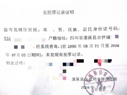 男子为保工作网购无犯罪记录证明 男子为保工作网购无犯罪记录证明