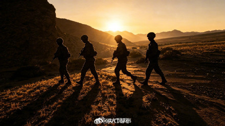 与霞光同框!子弟兵超帅光影大片 与霞光同框!子弟兵超帅光影大片
