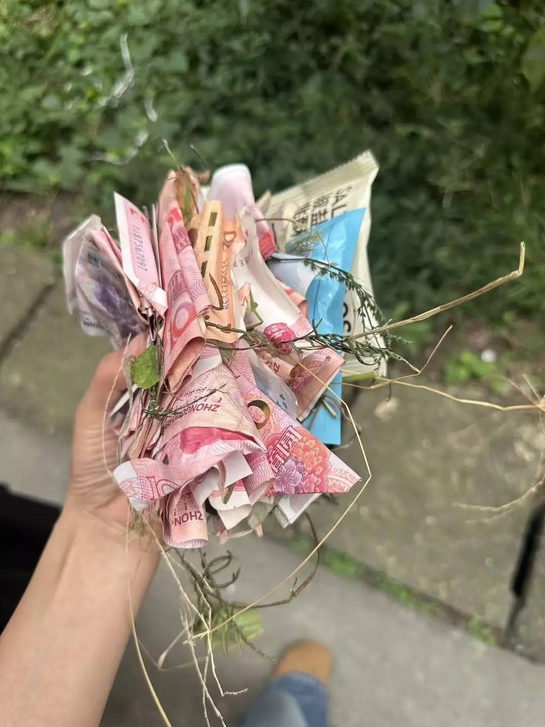 “草丛里发现一堆钱！”当地警方：暂无人认领