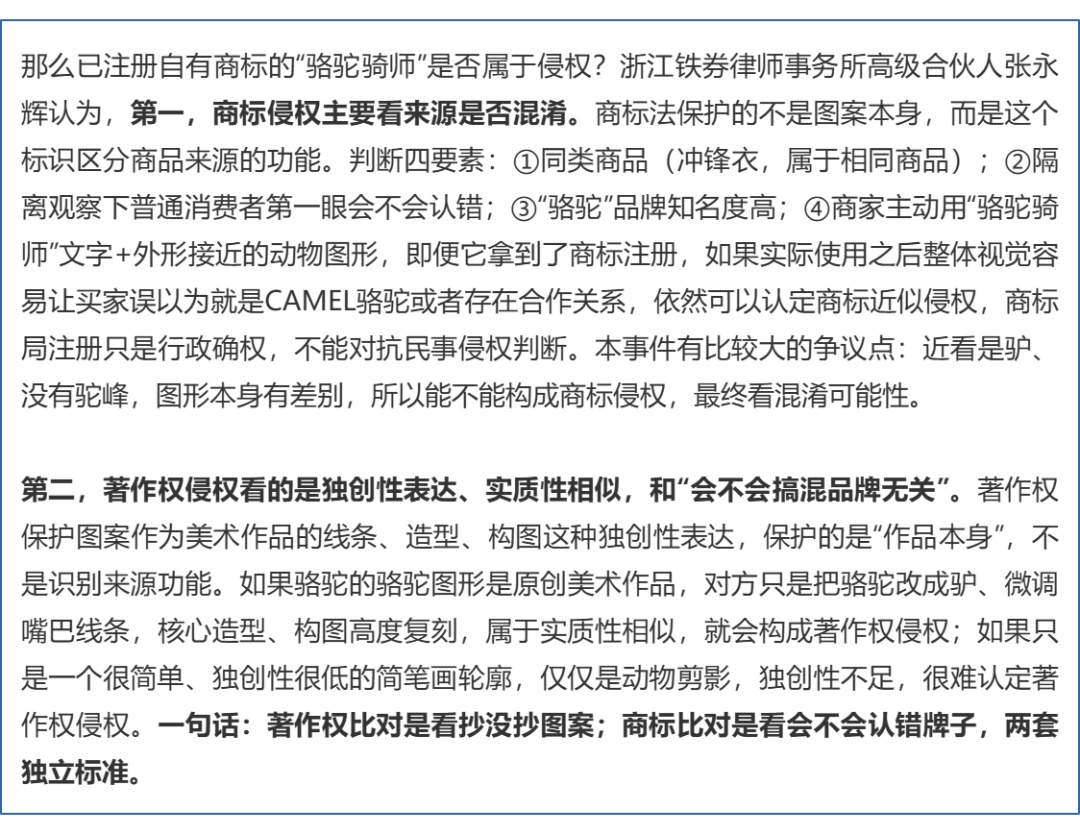 买骆驼冲锋衣收到货logo是驴，商家：我有注册商标