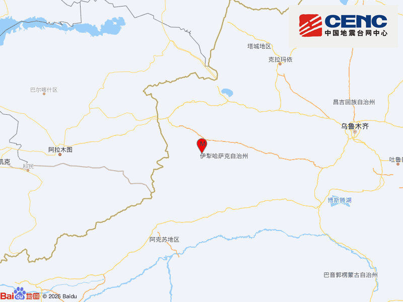 新疆伊犁州巩留县发生4.3级地震，震源深度21千米