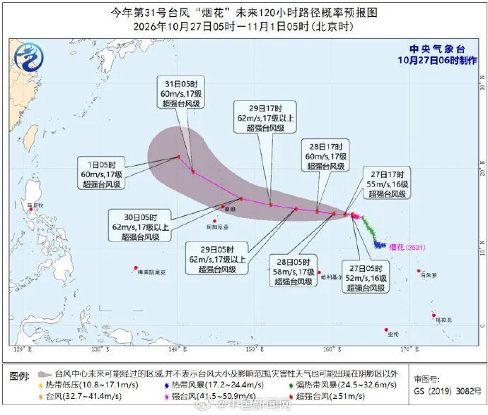 今年第31号台风“烟花”再次加强为超强台风级，对我国近海无影响