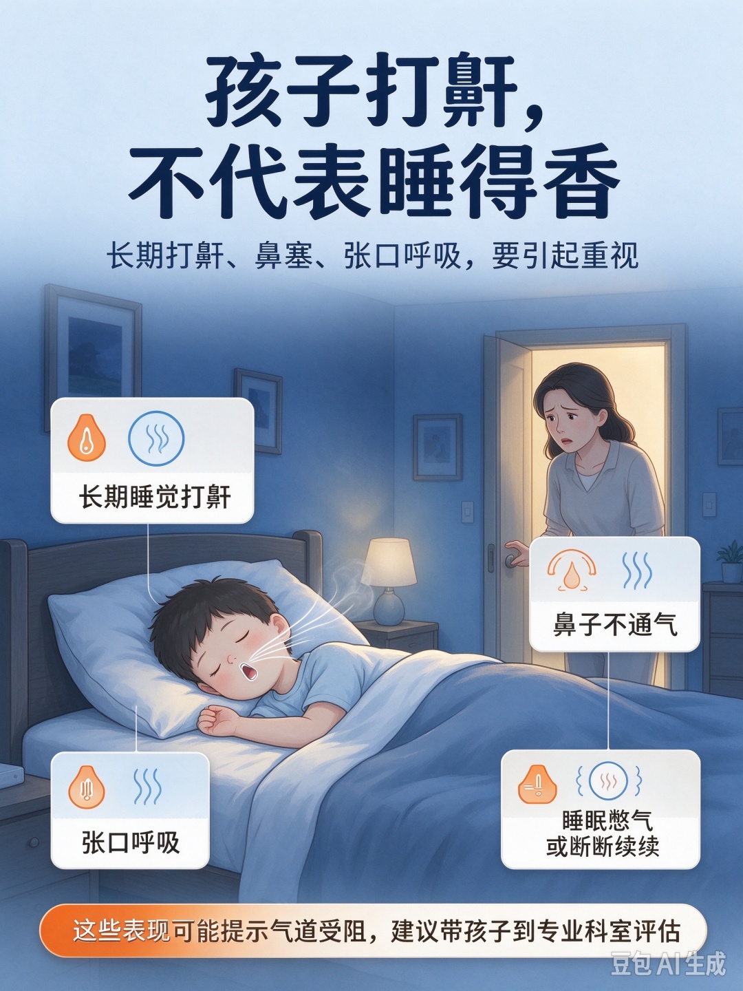孩子睡觉张嘴、打鼾，可能是疾病信号，别大意！