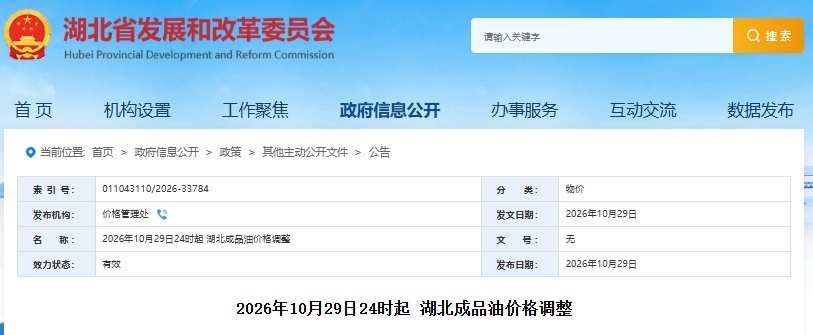国家发改委最新发布:价格上调!湖北已确认,明天起执行新油价 国家发改委最新发布:价格上调!湖北已确认,明天起执行新油价