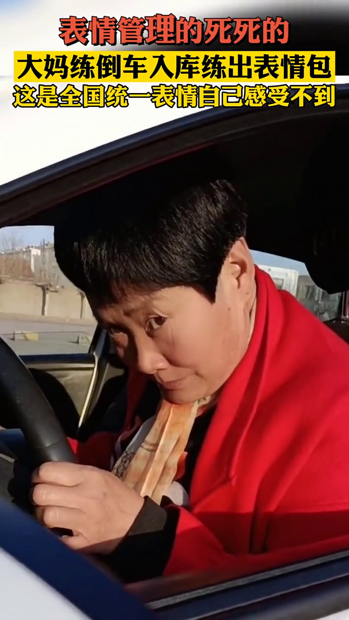 大妈练倒车入库,这表情管理绝了 网友:像极了我学车的样子 大妈练倒车入库,这表情管理绝了 网友:像极了我学车的样子