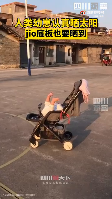 可可爱爱！萌娃在冬日暖阳下沉迷晒jiojio