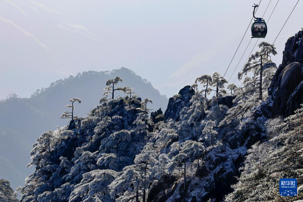 安徽黄山迎入冬初雪